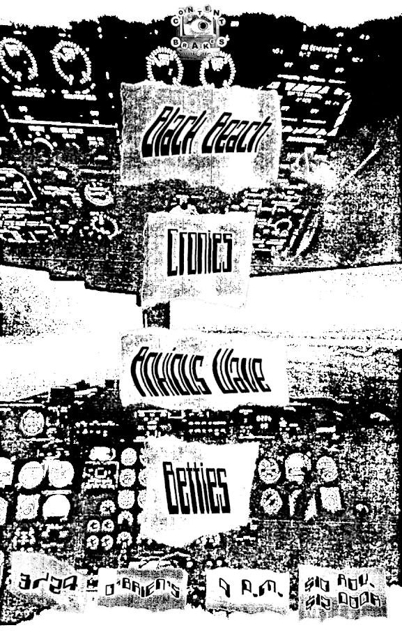 Confusing boston music poster it's black and white an faded and kinda looks like computerish maybe an online music mixer and there's a eye in the middle