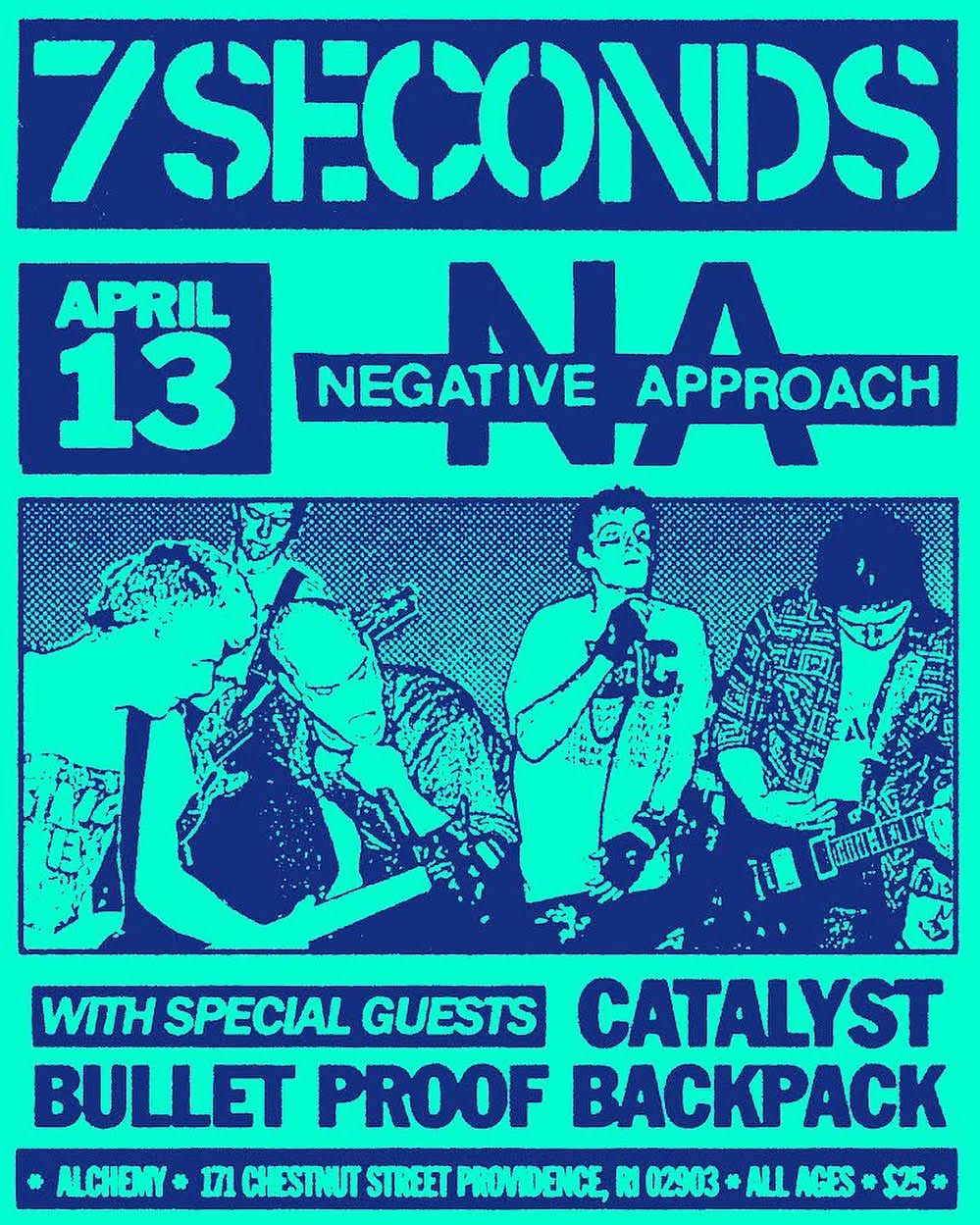 Event info with photo of band performing